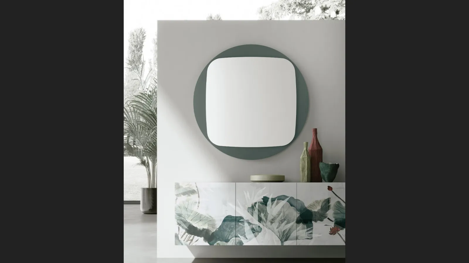 Specchio Space con cornice in vetro di Target Point