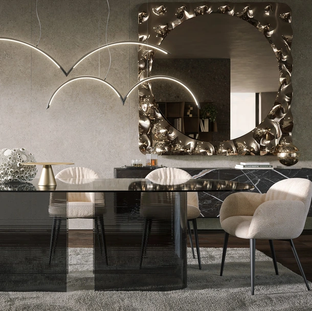 Specchiera Afrodite maxi con cornice in vetro fuso di Tonin Casa