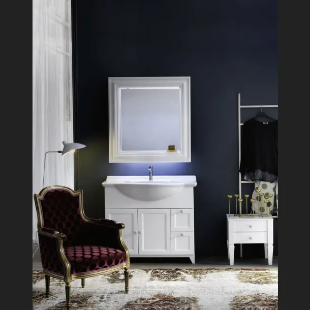 Mobile Bagno da appoggio in laccato bianco opaco e lavabo consolle in ceramica DIAMANTE DM13B di Compab