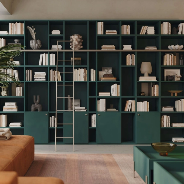 Libreria componibile LV712 con scaletta di Giessegi