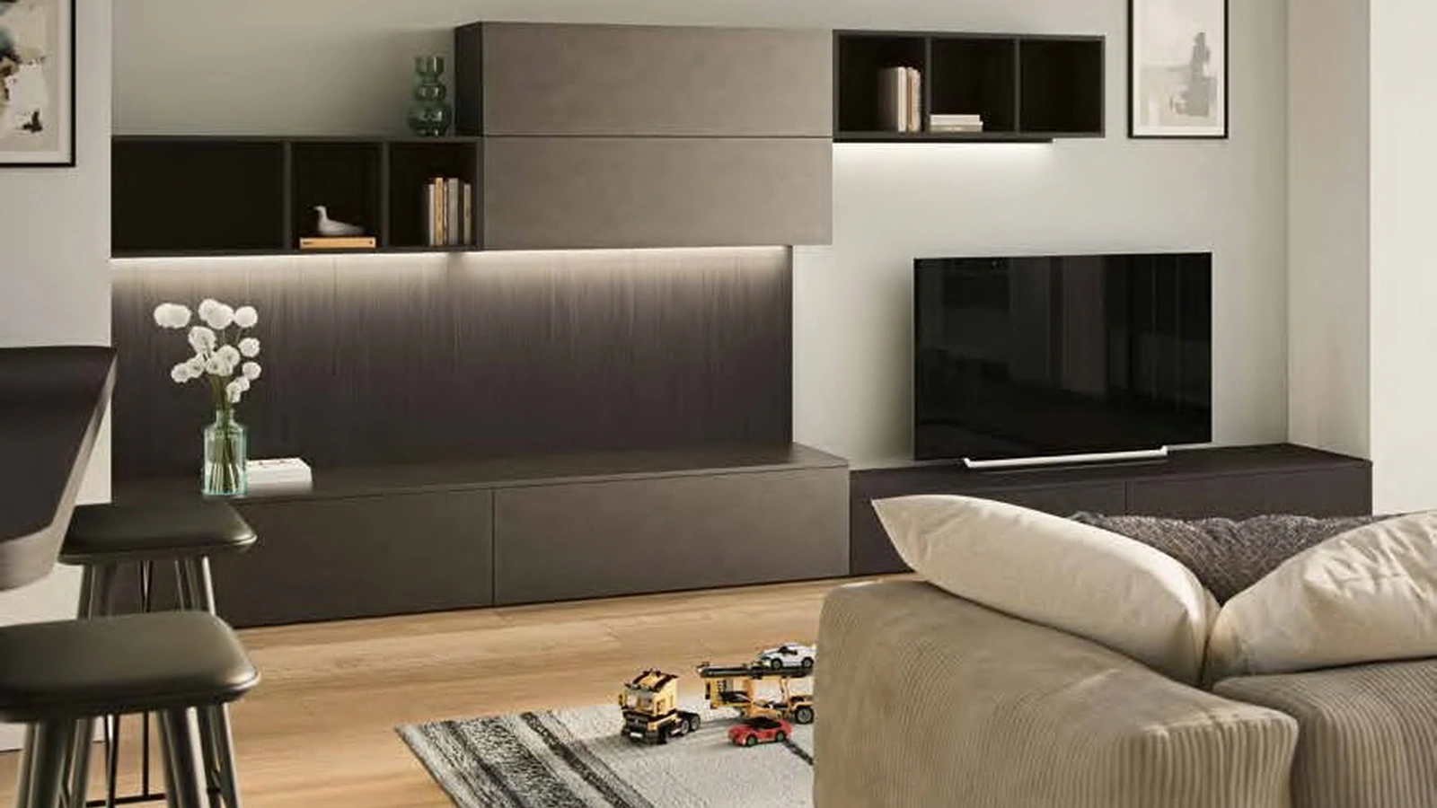 Parete Attrezzata Living MK12-02 in laccato e legno di Gentili Cucine