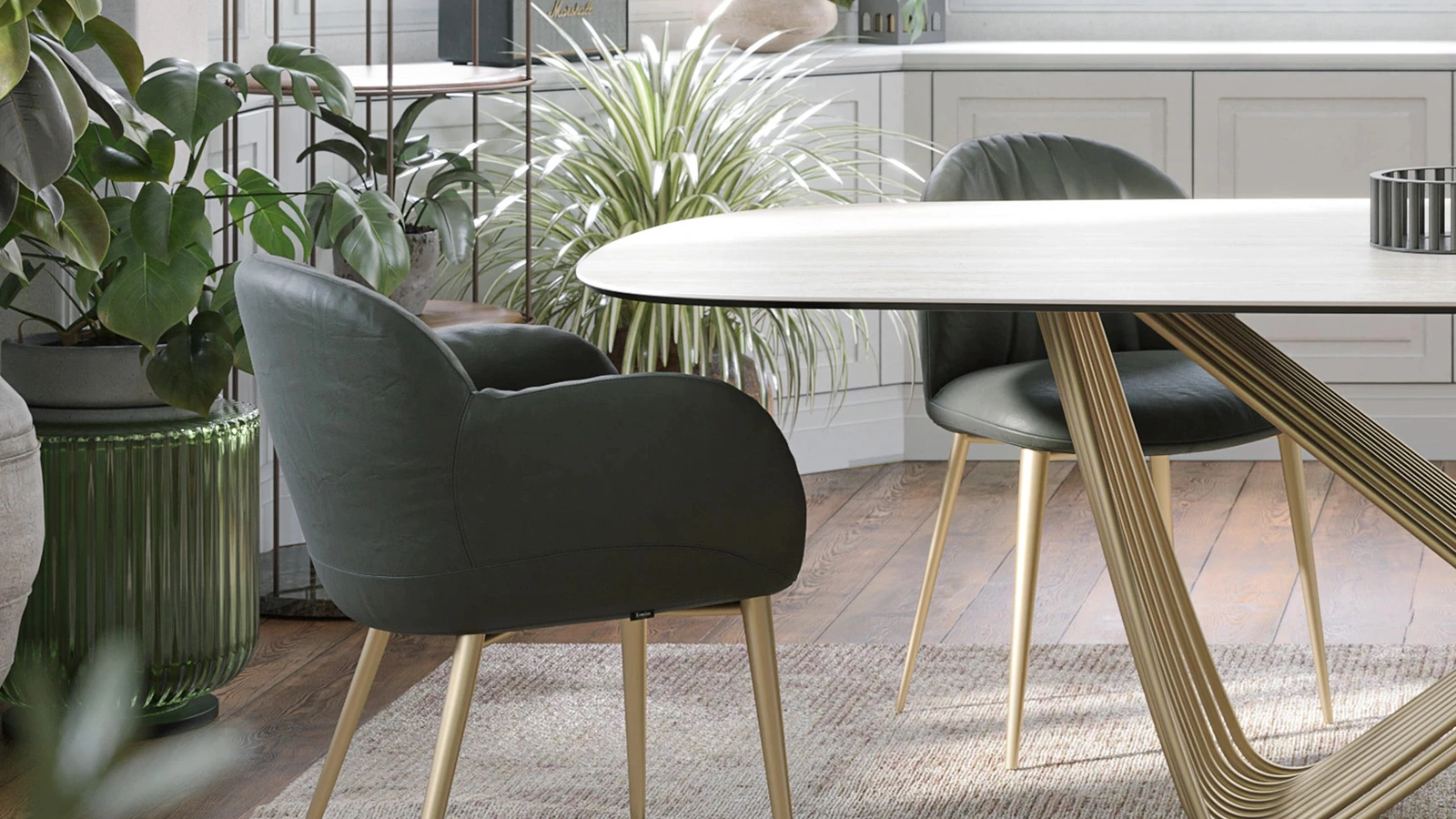 Sedia in pelle imbottita Olympia di Tonin Casa