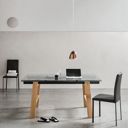 Tavolo allungabile Felix in vetro di Maronese