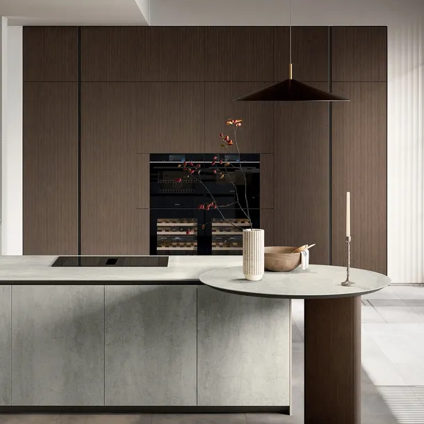 Cucina Moderna in gres con penisola Glass di Arredo3