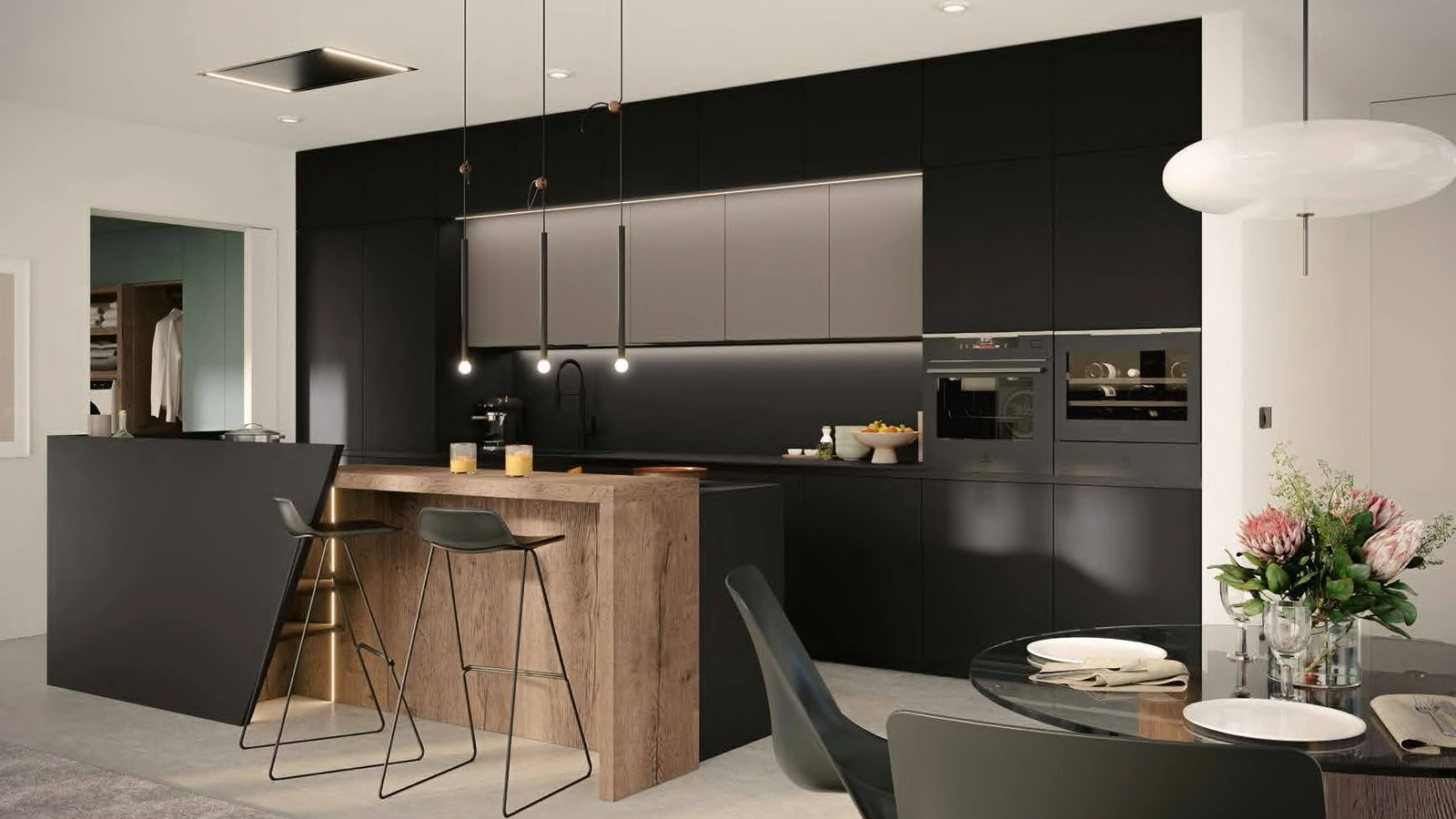 Cucina Moderna in Fenix Nero con isola MK07 di Gentili Cucine