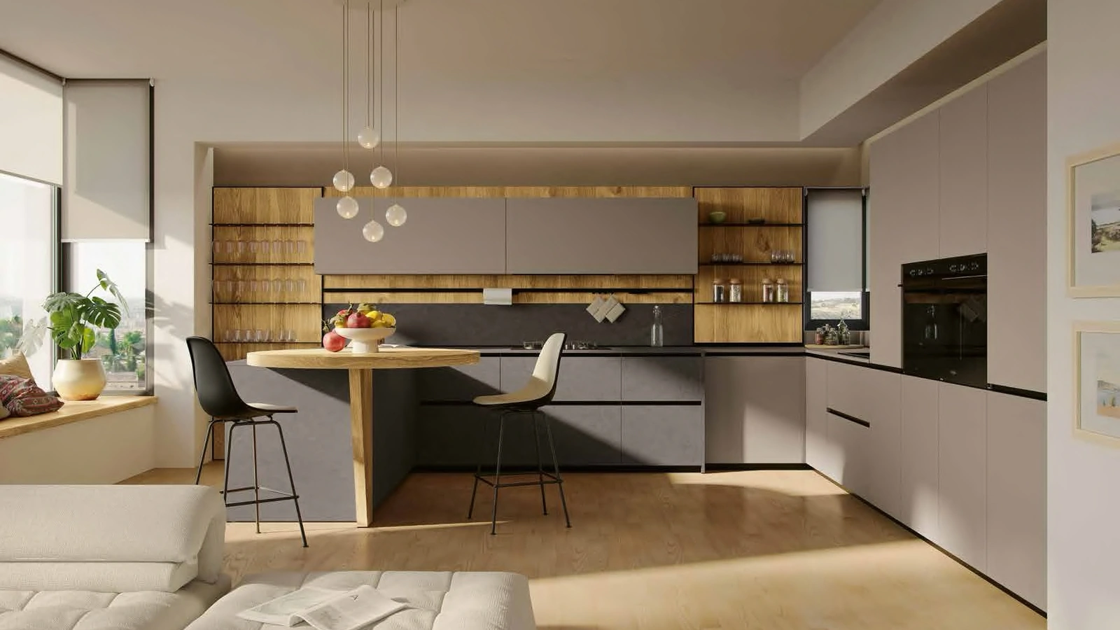 Cucina Moderna in pet e laminato con penisola MK11 di Gentili Cucine