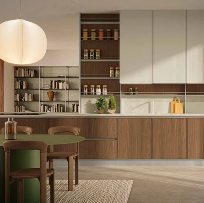 Cucina Moderna lineare MK02 in legno e laccato di Gentili Cucine
