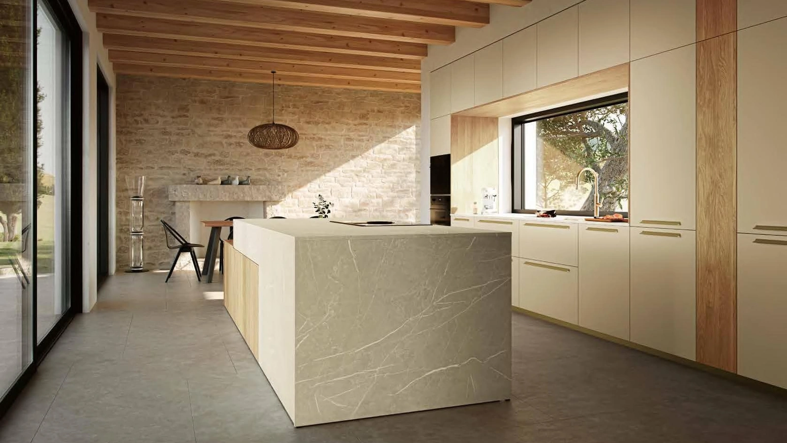 Cucina Moderna con isola MK04 in melaminico e laminato di Gentili Cucine