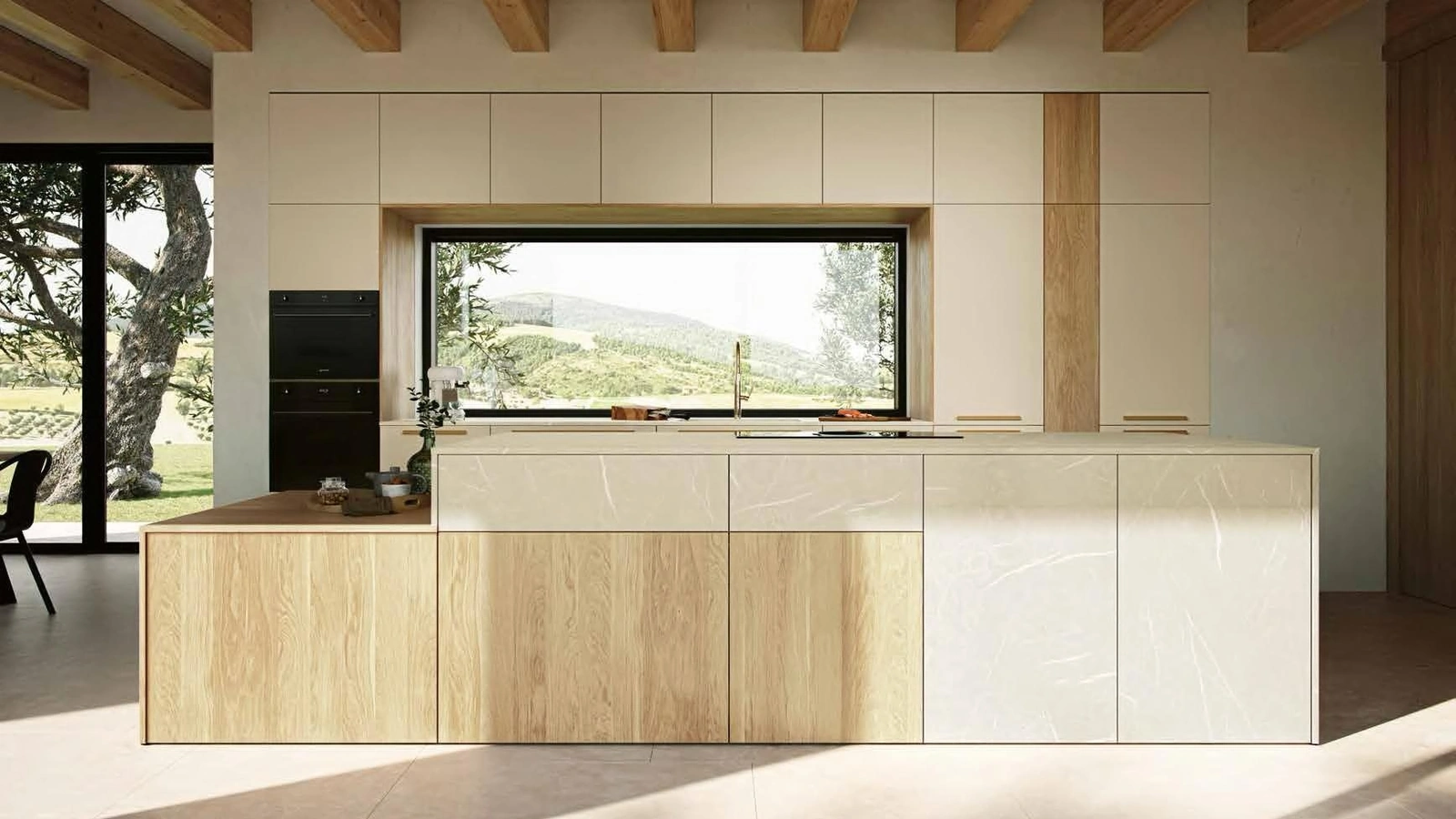 Cucina Moderna con isola MK04 in melaminico e laminato di Gentili Cucine