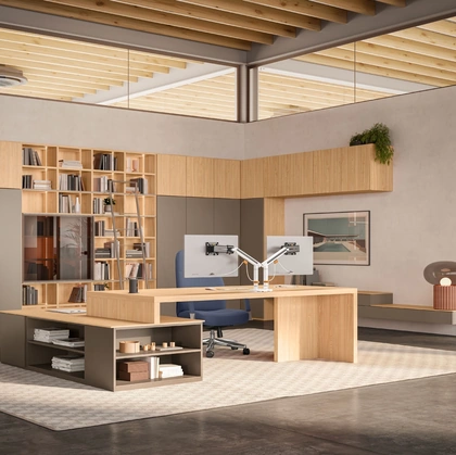 Scrivania Direzionale e libreria angolare OF111 di Giessegi